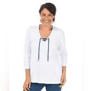 Wild Palms- White Women's Top with Lace-Up Detail